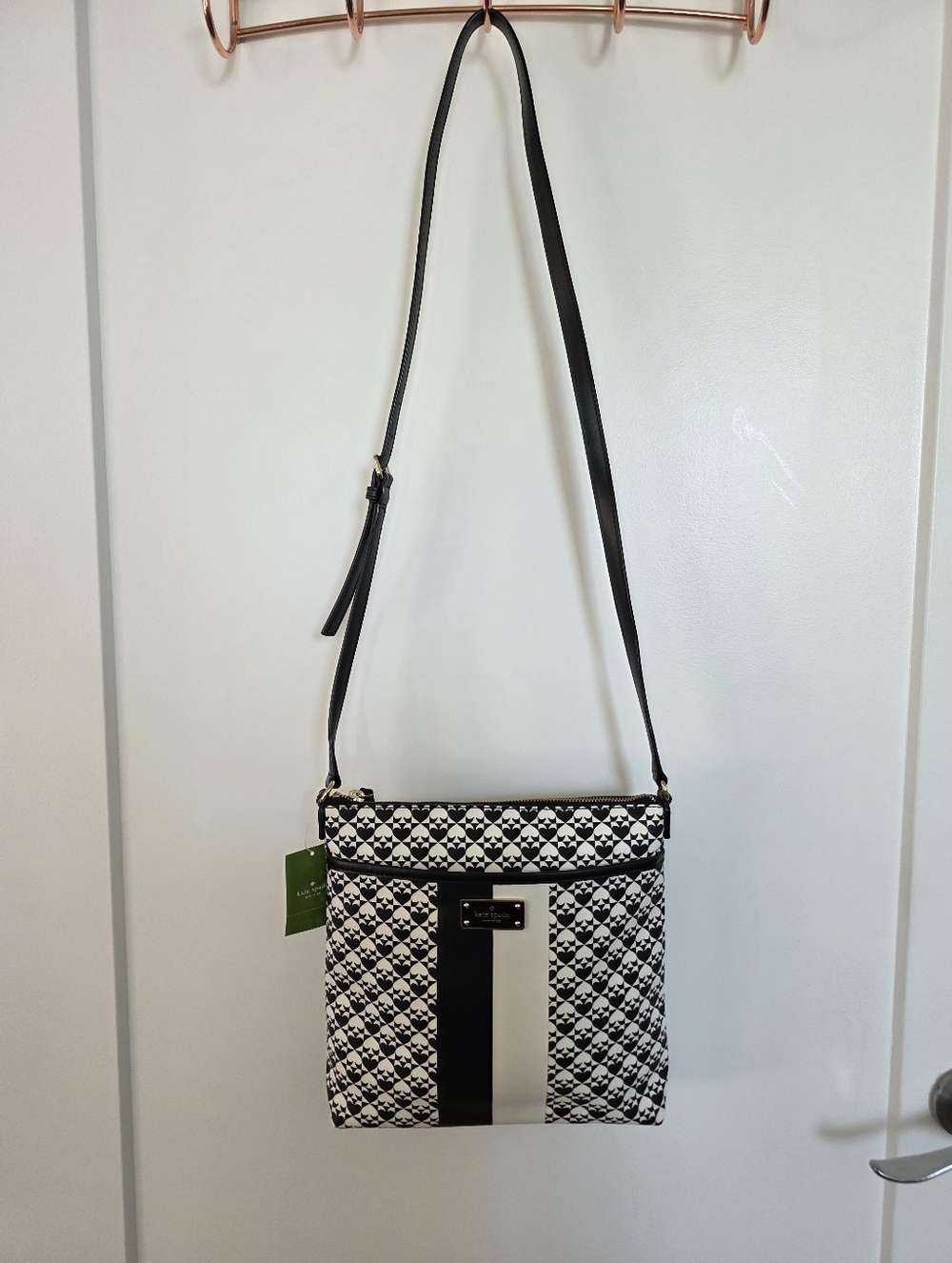 Kate Spade Black & White Geometric Spade Crossbody Bag